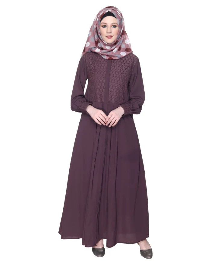 purple embroidered abaya