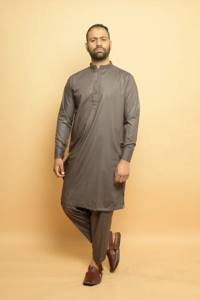 grey kameez shalwar by baraqah fashion for gents