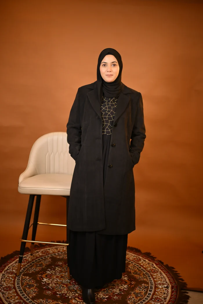 black elegant & simple long coat for ladies