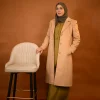 beige elegant & simple overcoat for woman