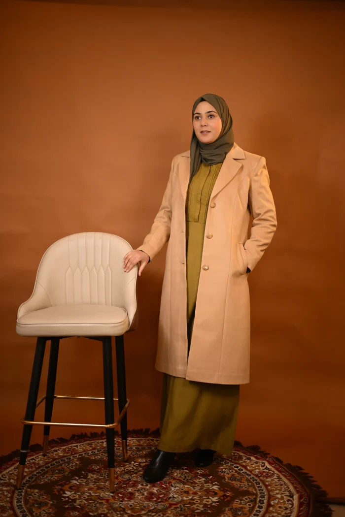 beige elegant & simple overcoat for woman