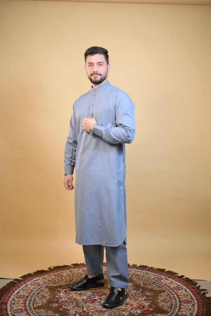 grey winter kurta pajama for boys