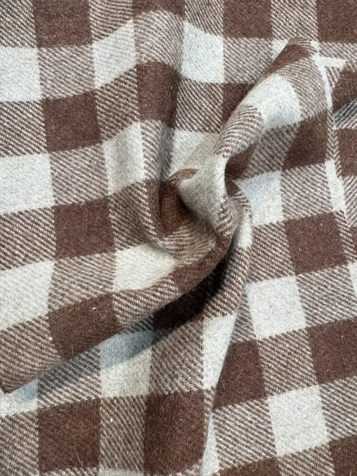 Brown Checkered Cashmere Merino Tweed