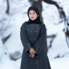 winter woolen  tweed coat style abaya for females