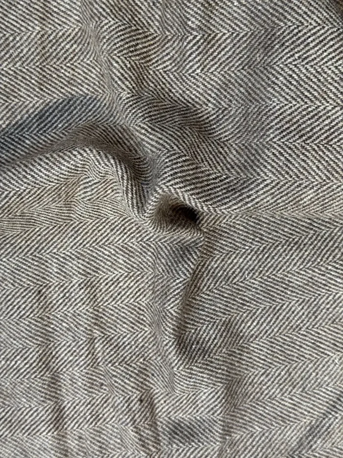 Brown Herringbone Cashmere Merino Tweed