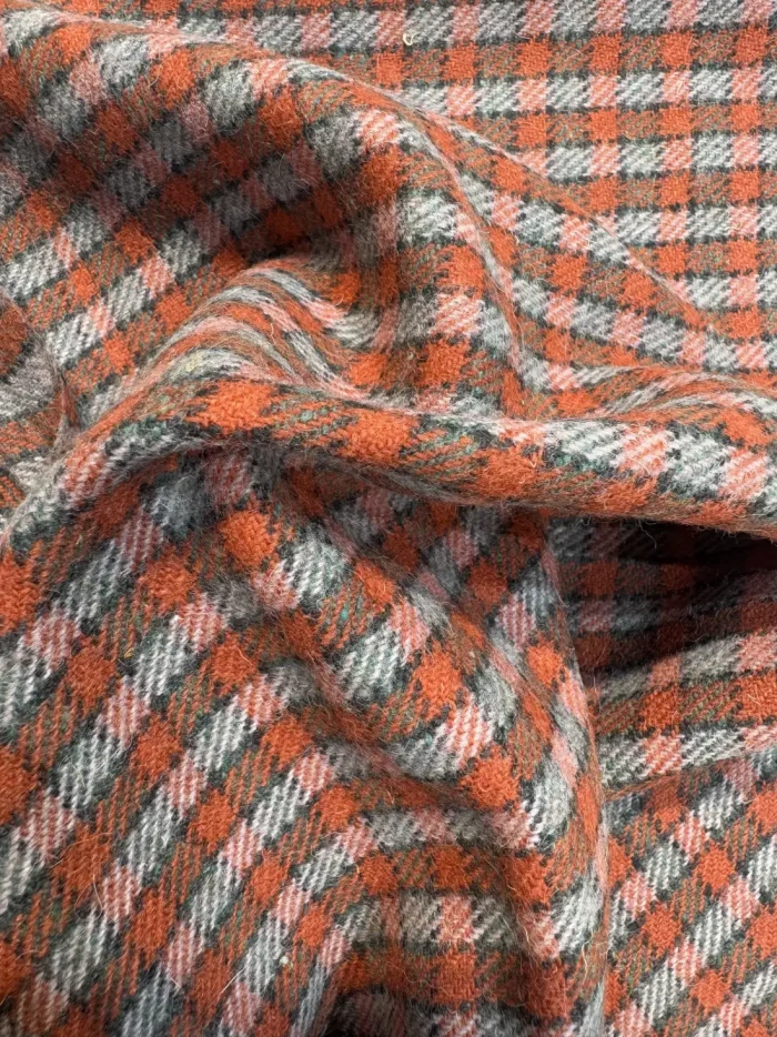 Crimson Mist Plaid Checkered Cashmere Merino Tweed