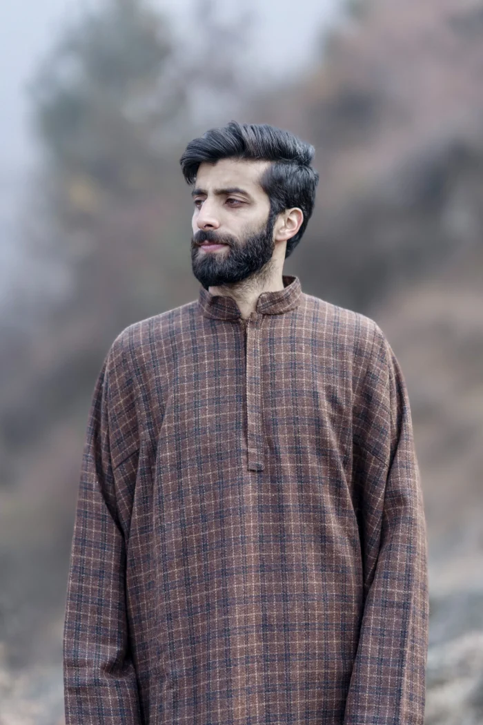 Checkered Rust Brown Pheran