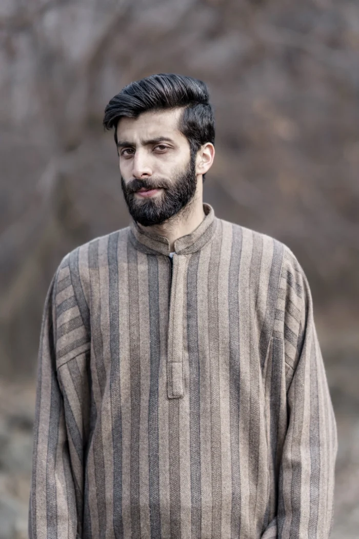 Striped Herringbone Brown Pheran