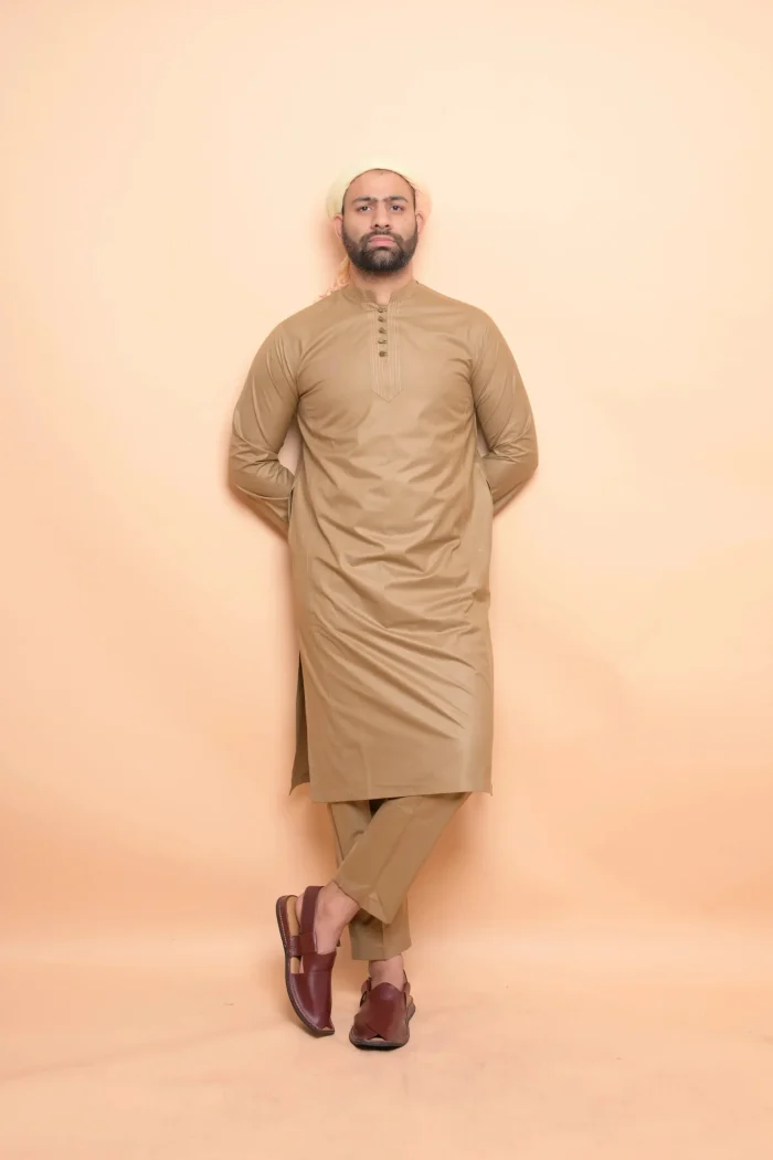 wood color kurta pajama for men